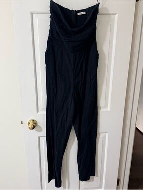 Abercrombie & Fitch Black Strapless Linen Jumpsuit